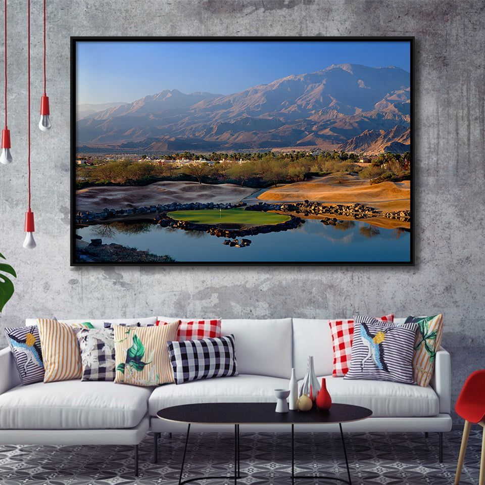 Pga West Stadium Course Hole 17 Golf Courses Alcatraz, La Quinta, California, Framed Canvas Prints Wall Art Decor, Floating Frame
