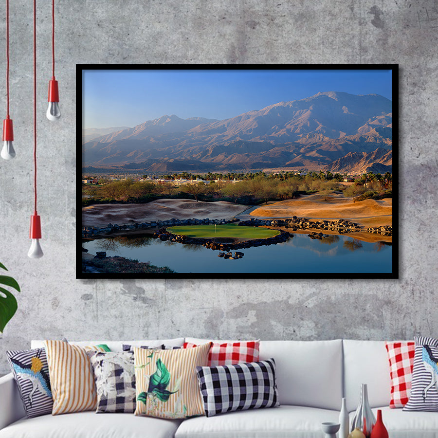 Pga West Stadium Course Hole 17 Golf Courses Alcatraz, La Quinta, California, Golf Sport Print, Framed Art Prints Home Decor
