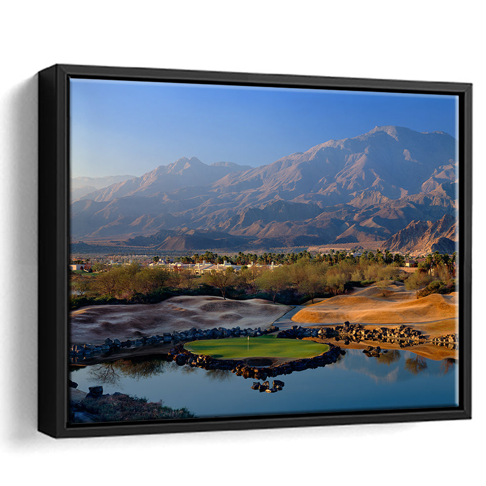 Pga West Stadium Course Hole 17 Golf Courses Alcatraz, La Quinta, California, Framed Canvas Prints Wall Art Decor, Floating Frame