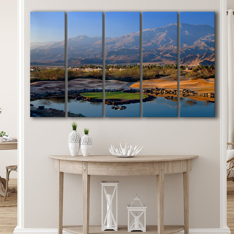 Pga West Stadium Course Hole 17 Golf Courses Alcatraz, La Quinta, California, 5 Panels Extra Large Canvas Prints Wall Art