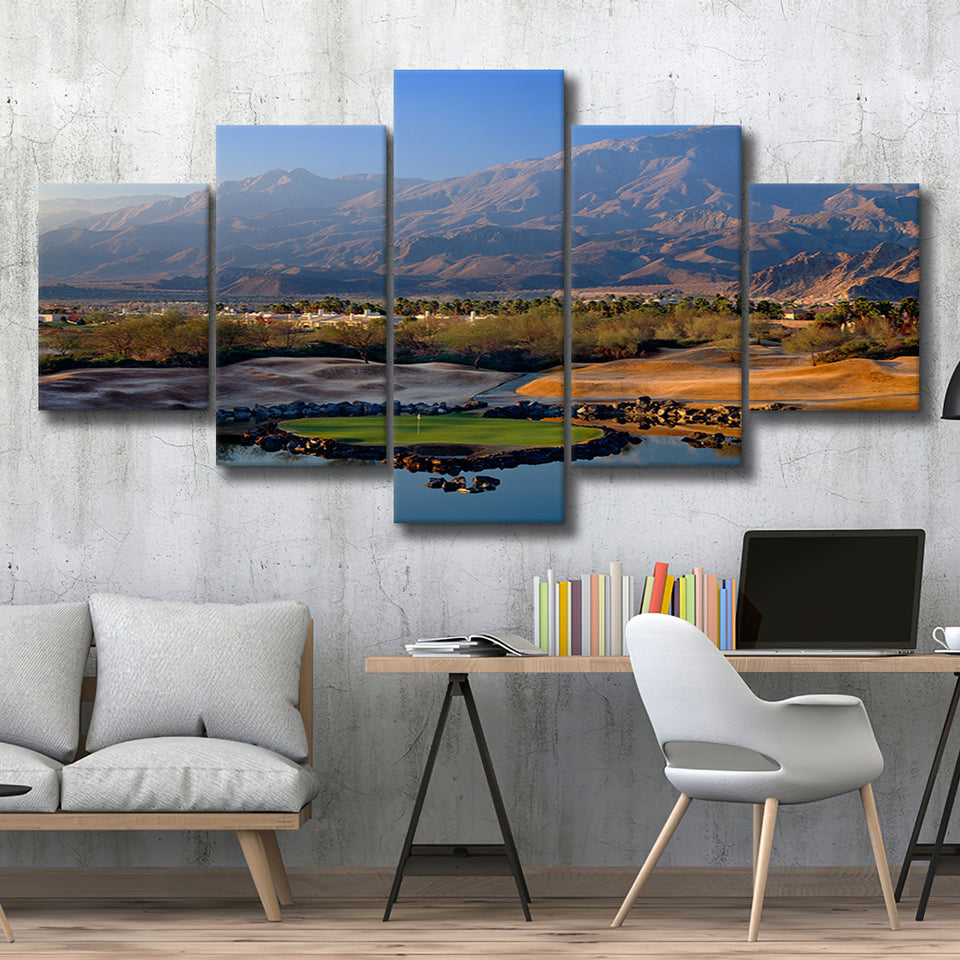 Pga West Stadium Course Hole 17 Golf Courses Alcatraz, La Quinta, California, Golf Art Print, 5 Panels Canvas Prints Wall Art
