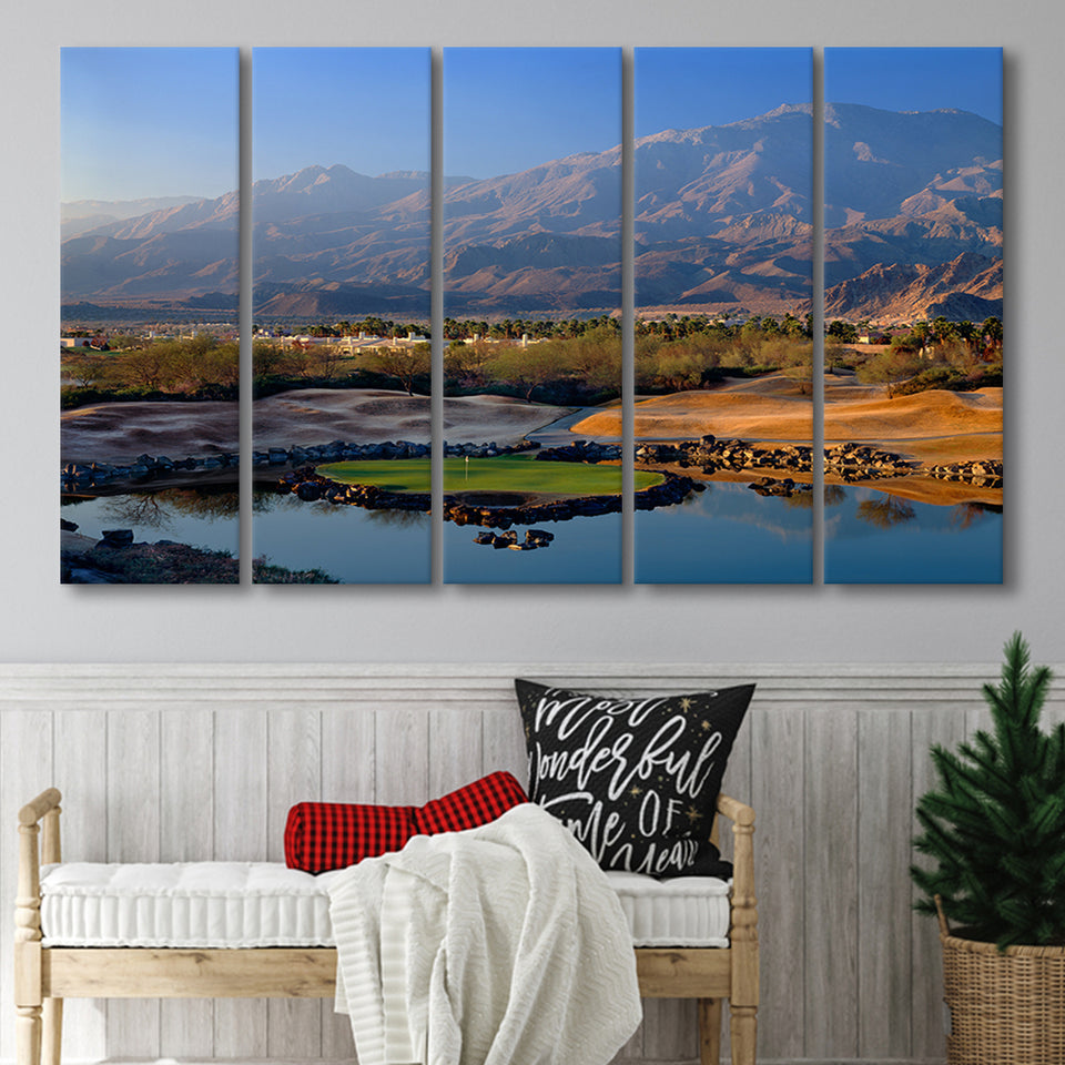 Pga West Stadium Course Hole 17 Golf Courses Alcatraz, La Quinta, California, 5 Panels Extra Large Canvas Prints Wall Art