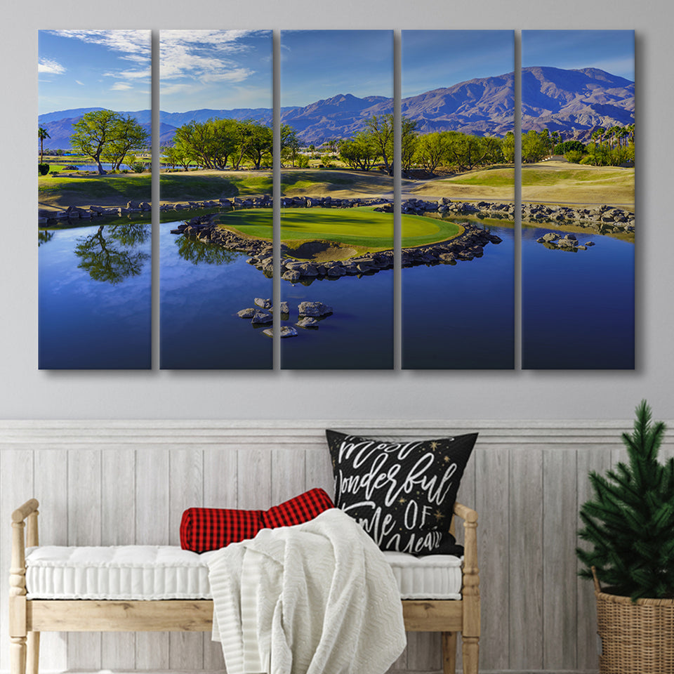 Pga West Stadium Course, Hole 17 At Califorlia, 5 Panels Extra Large Canvas Prints Wall Art Decor