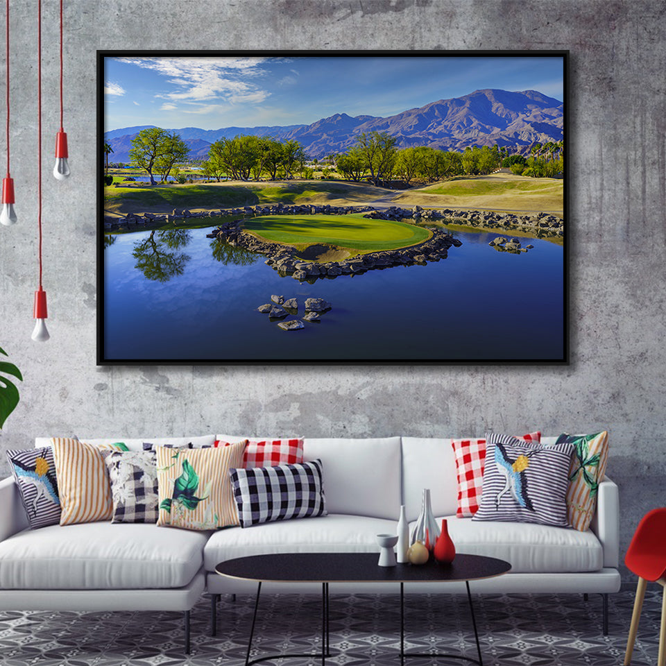 Pga West Stadium Course, Hole 17 At Califorlia, Golf Art Print, Framed Canvas Prints Wall Art Decor, Floating Frame