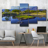 Pga West Stadium Course, Hole 17 At Califorlia, Golf Art Print, 5 Panels Canvas Prints Wall Art Decor