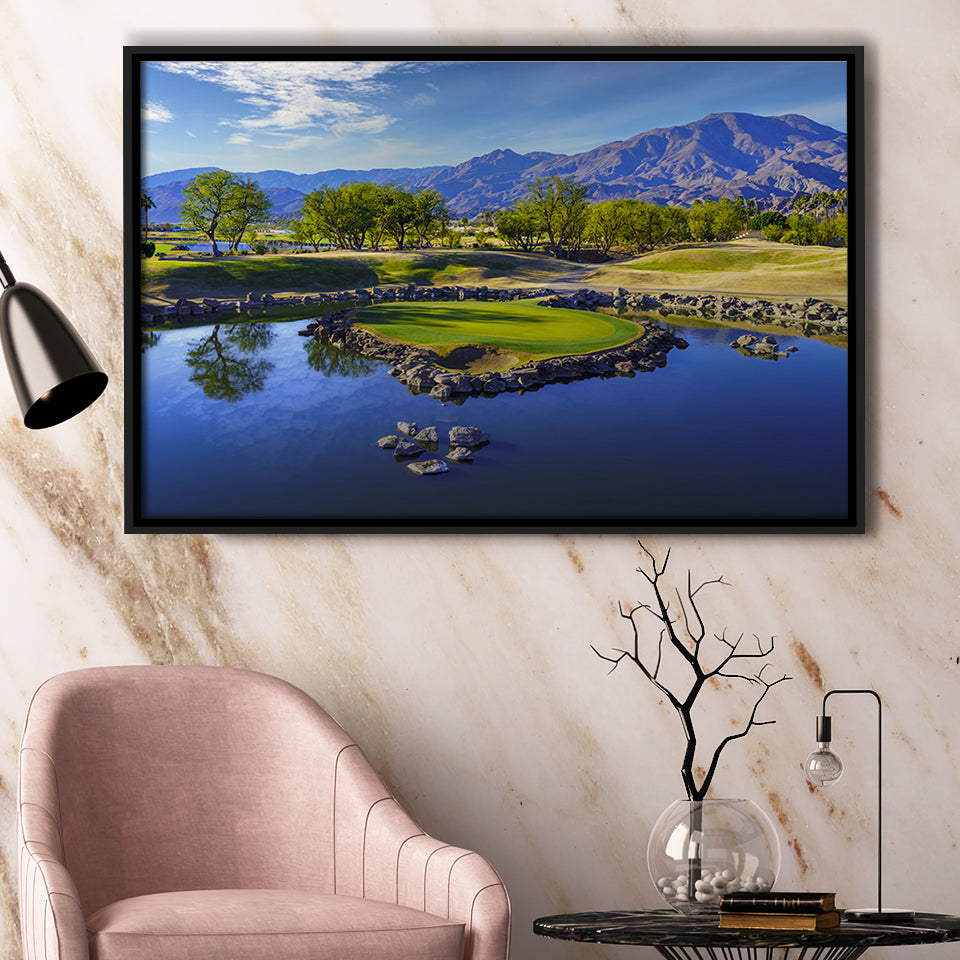 Pga West Stadium Course, Hole 17 At Califorlia, Golf Art Print, Framed Canvas Prints Wall Art Decor, Floating Frame
