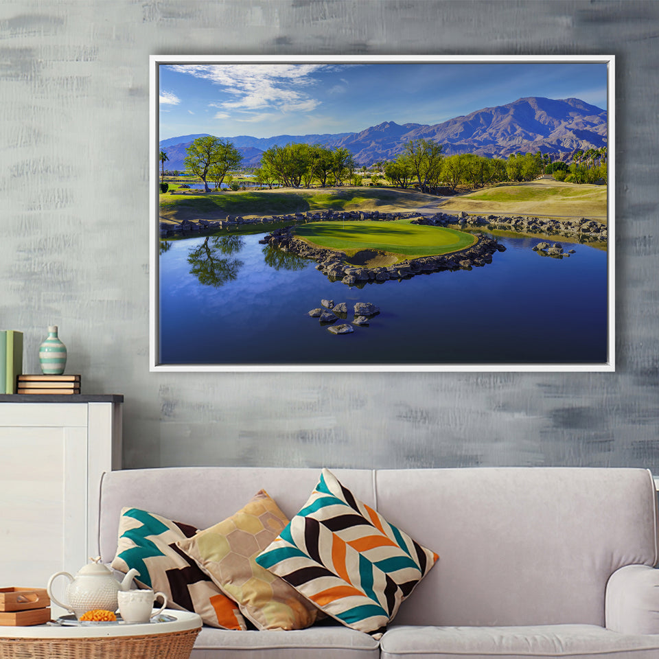 Pga West Stadium Course, Hole 17 At Califorlia, Golf Art Print, Framed Canvas Prints Wall Art Decor, Floating Frame