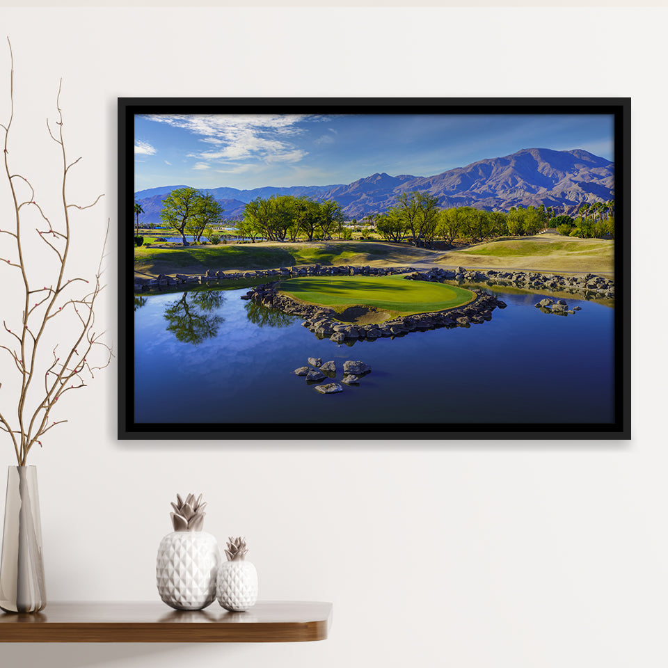 Pga West Stadium Course, Hole 17 At Califorlia, Golf Art Print, Framed Canvas Prints Wall Art Decor, Floating Frame