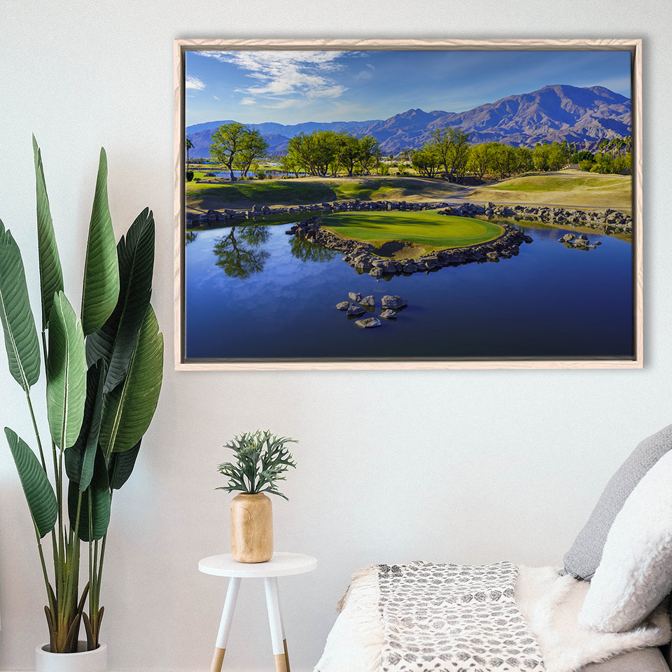 Pga West Stadium Course, Hole 17 At Califorlia, Golf Art Print, Framed Canvas Prints Wall Art Decor, Floating Frame