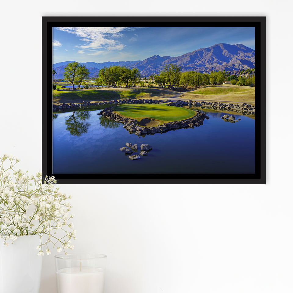 Pga West Stadium Course, Hole 17 At Califorlia, Golf Art Print, Framed Canvas Prints Wall Art Decor, Floating Frame