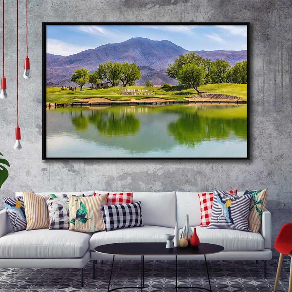 Pga West Stadium Course, Hole 4, Golf Art Print, Framed Canvas Prints Wall Art Decor, Floating Frame