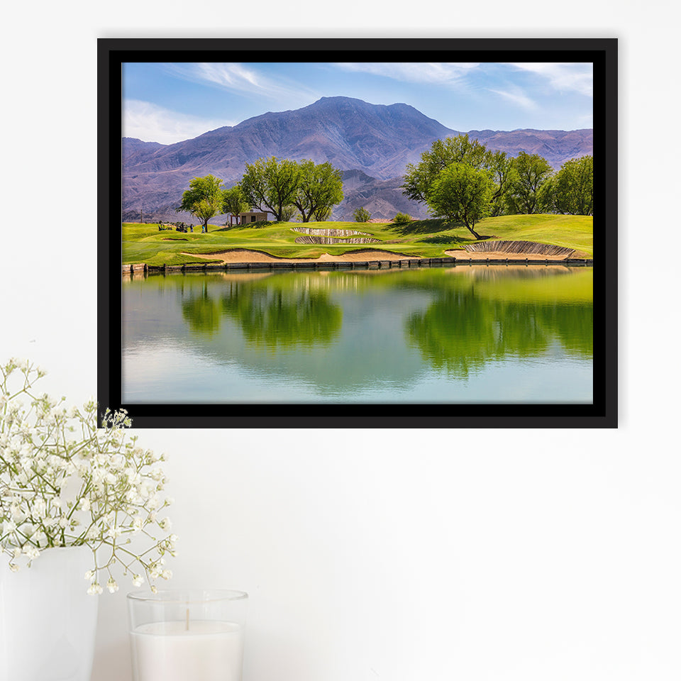 Pga West Stadium Course, Hole 4, Golf Art Print, Framed Canvas Prints Wall Art Decor, Floating Frame