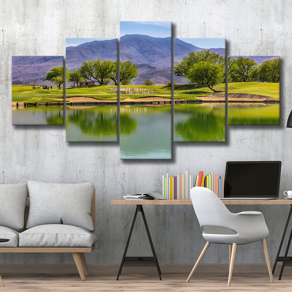 Pga West Stadium Course, Hole 4, Golf Art Print, 5 Panels Canvas Prints Wall Art Decor