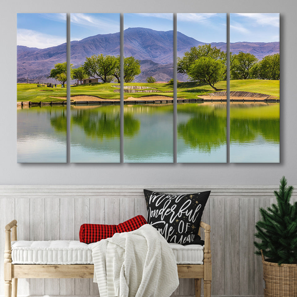 Pga West Stadium Course, Hole 4, 5 Panels Extra Large Canvas Prints Wall Art Decor