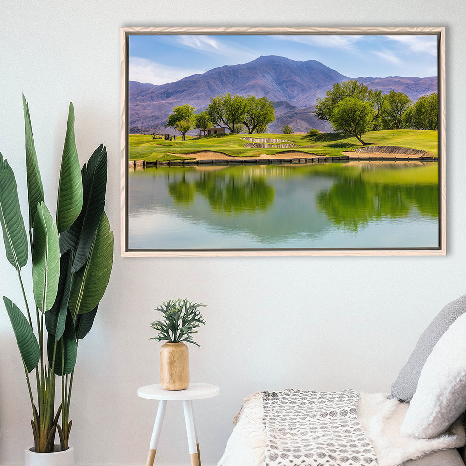 Pga West Stadium Course, Hole 4, Golf Art Print, Framed Canvas Prints Wall Art Decor, Floating Frame