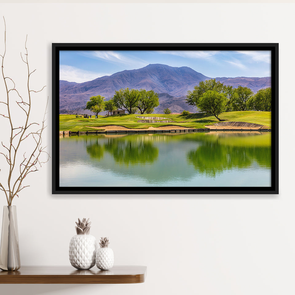 Pga West Stadium Course, Hole 4, Golf Art Print, Framed Canvas Prints Wall Art Decor, Floating Frame