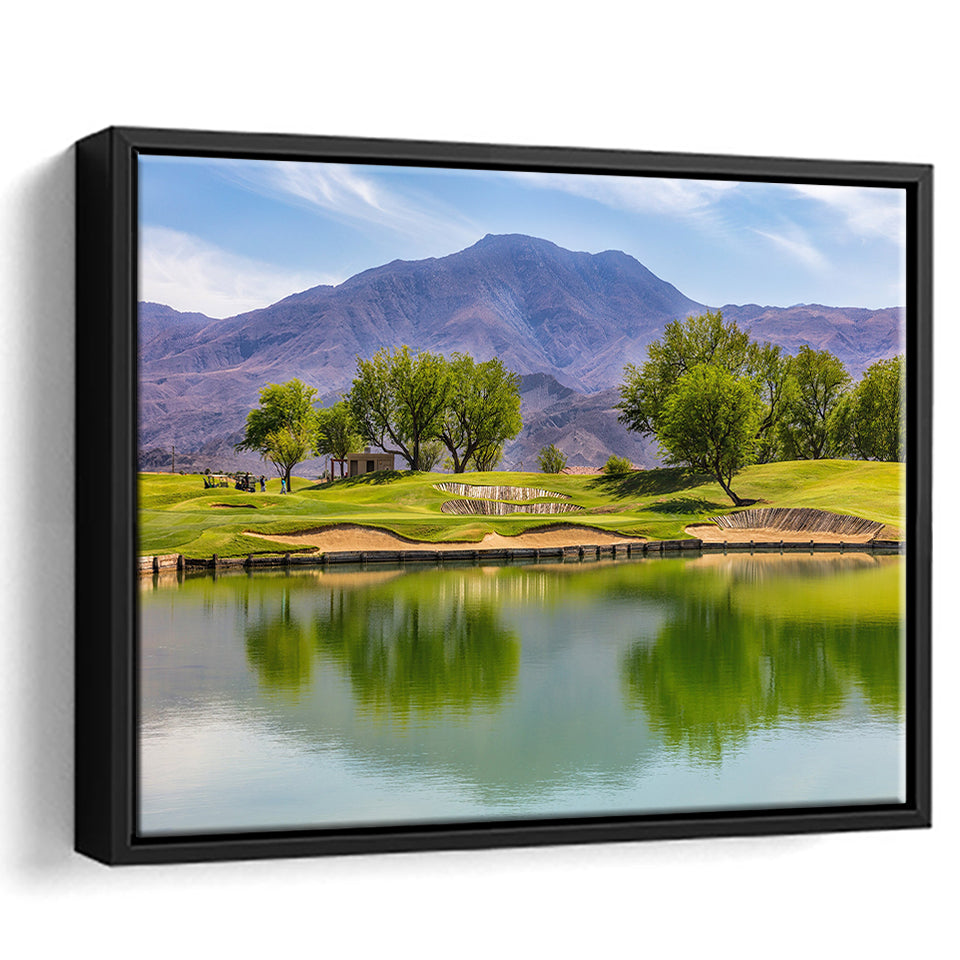 Pga West Stadium Course, Hole 4, Golf Art Print, Framed Canvas Prints Wall Art Decor, Floating Frame