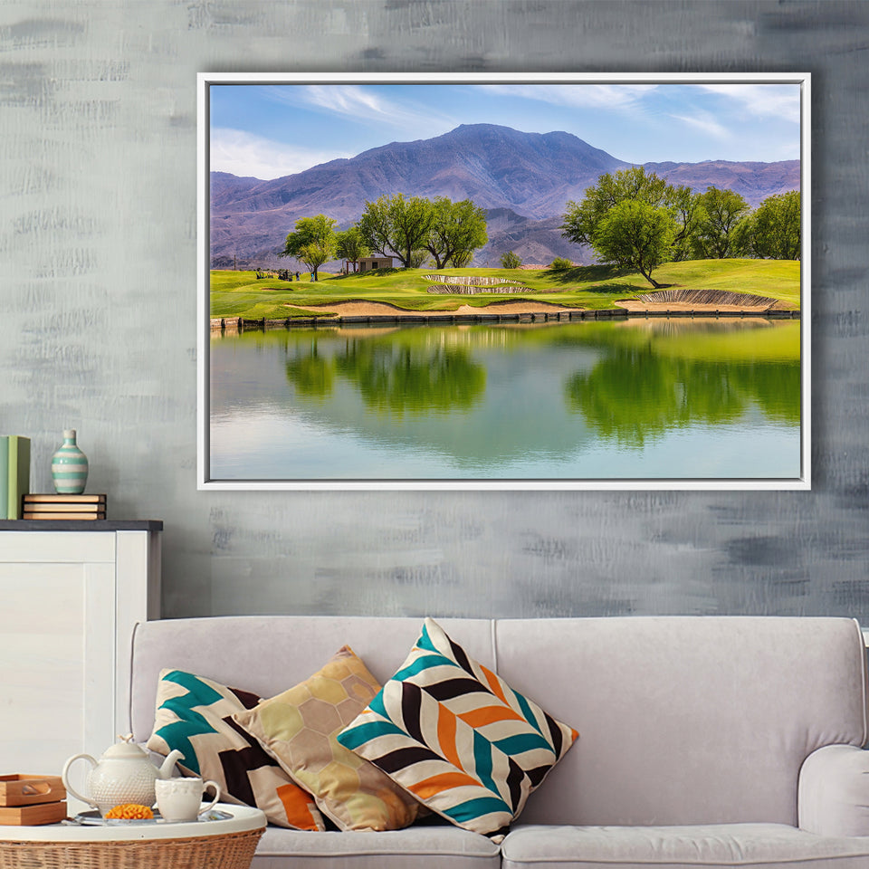 Pga West Stadium Course, Hole 4, Golf Art Print, Framed Canvas Prints Wall Art Decor, Floating Frame