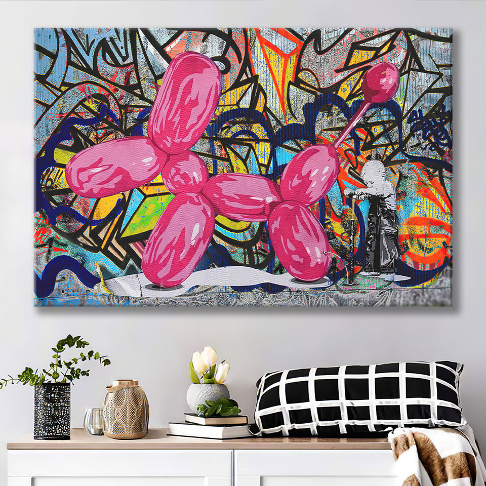 Pinky Balloon Dog Pop Art Canvas Prints Wall Art Decor - Painting Canvas, Home Decor, Art Print, Art For Sale