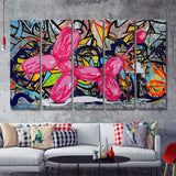Pinky Balloon Dog Pop Art Canvas 5 Piece B Prints Wall Art Decor - Painting Canvas, Multi Panels, Canvas Prints