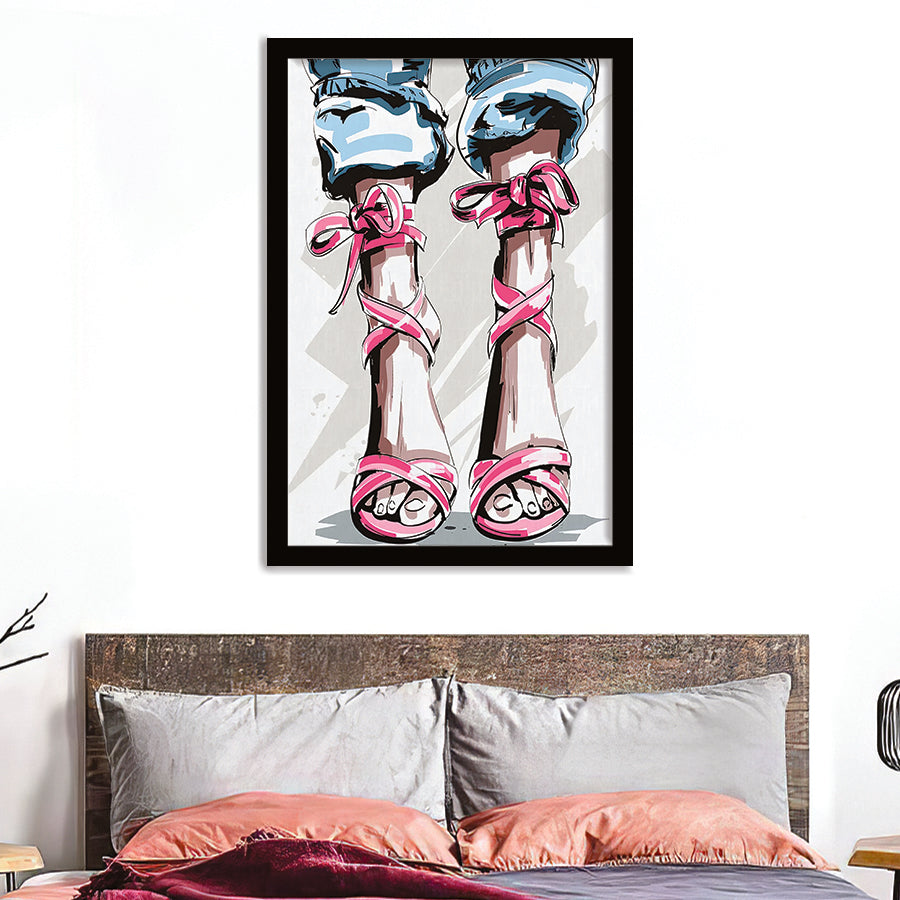 Pink Fashion Shoes Framed Art Prints - Framed Prints, Painting Prints, Prints for Sale, Painting Art