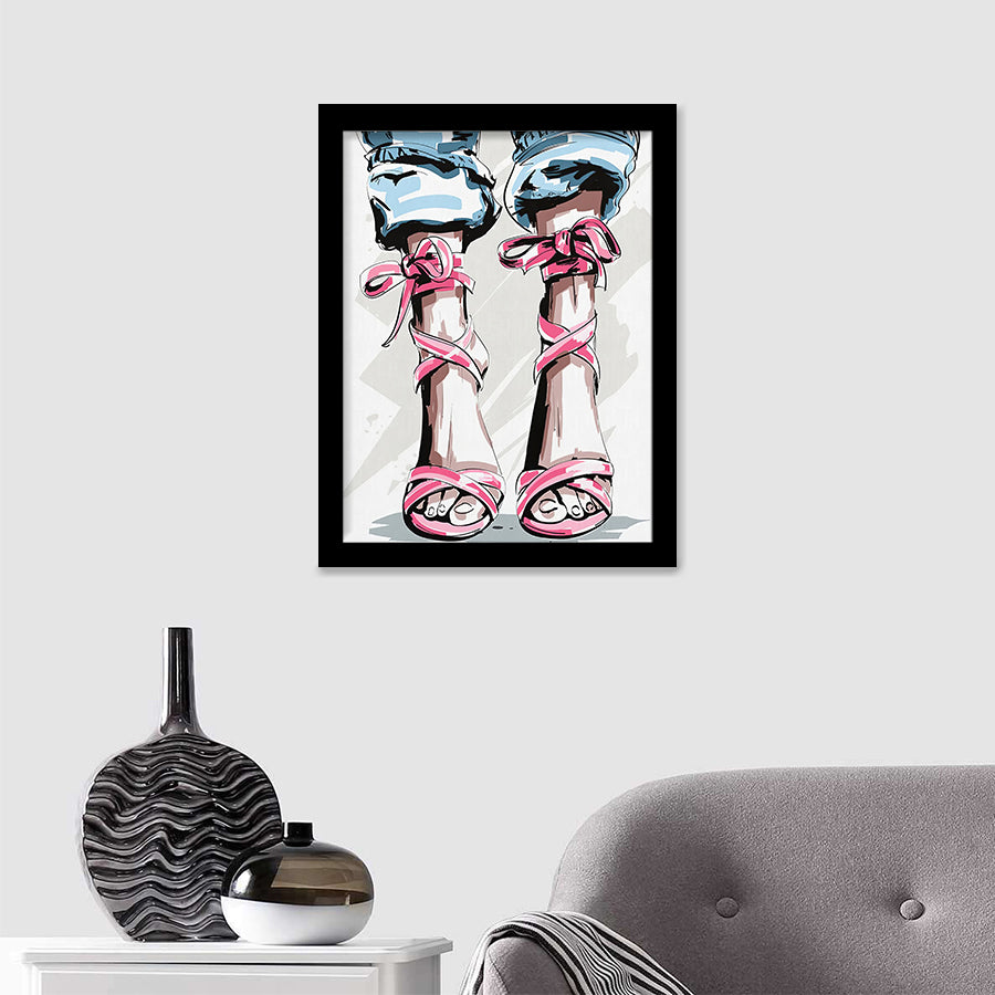 Pink Fashion Shoes Framed Art Prints - Framed Prints, Painting Prints, Prints for Sale, Painting Art