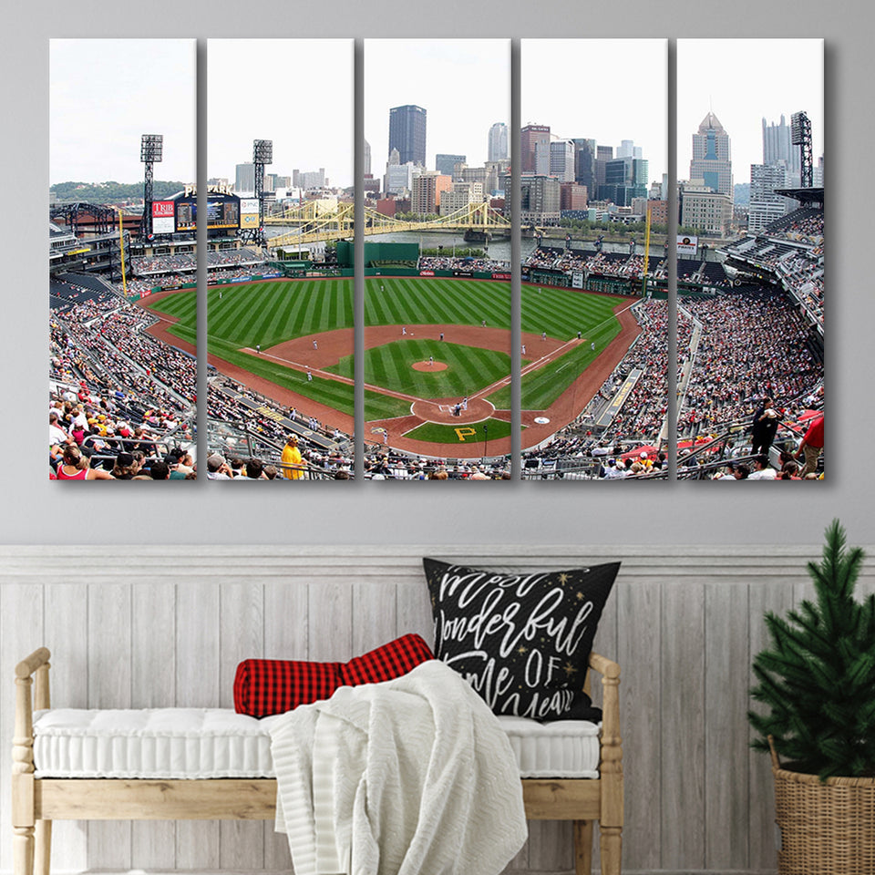 PNC Ballpark Stadium Canvas Prints Pittsburgh Pirates Wall Art Baseball,Multi Panels B,Sport Stadium Art Prints, Fan Gift