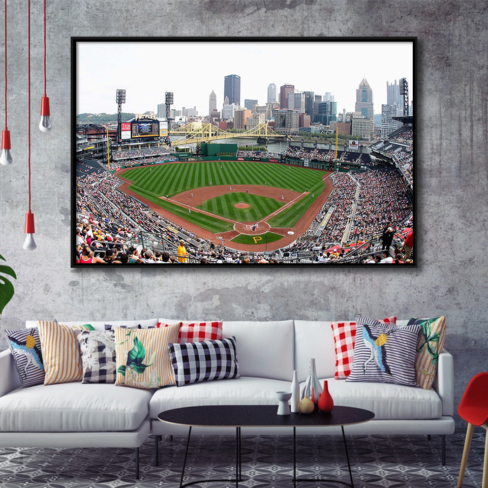 PNC Ballpark Stadium Framed Canvas Prints Pittsburgh Pirates Wall Art Baseball,Sport Stadium Art Prints, Fan Gift
