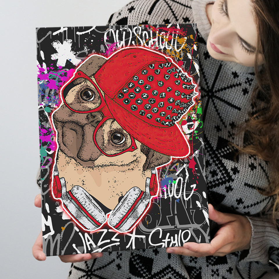Puppy Hiphop Style Pet House Decor Canvas Prints Wall Art Decor - Painting Canvas, Home Decor, Art Print, Art For Sale