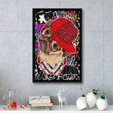 Puppy Hiphop Style Pet House Decor Framed Canvas Prints Wall Art Decor - Painting Canvas, Floating Frame, Framed Picture