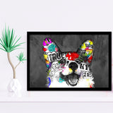 Puppy Pop Art Pet Lover Decor Framed Art Print Wall Decor - Painting Art, Wall Art Decor, Framed Picture, Black Frame