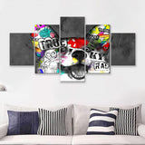 Puppy Pop Art Pet Lover Decor Canvas 5 Pieces Prints Wall Art Decor - Painting Canvas, Multi Panels, Canvas Print