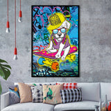Puppy Skateboard Framed Art Print Wall Decor - Painting Art, Wall Art, Framed Picture, Black Frame