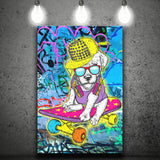 Puppy Skateboard Canvas Prints Wall Art Decor - Painting Canvas, Home Decor, Art Print, Art For Sale