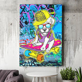 Puppy Skateboard Canvas Prints Wall Art Decor - Painting Canvas, Home Decor, Art Print, Art For Sale