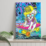 Puppy Skateboard Canvas Prints Wall Art Decor - Painting Canvas, Home Decor, Art Print, Art For Sale