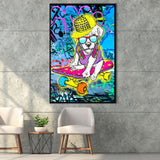 Puppy Skateboard Framed Canvas Prints Wall Art Decor - Painting Canvas, Floating Frame, Framed Picture