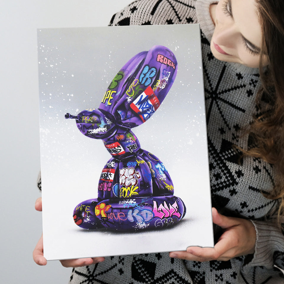 Purple Balloon Dog Graffiti Canvas Prints Wall Art Decor - Painting Canvas, Home Decor, Art Print, Art For Sale