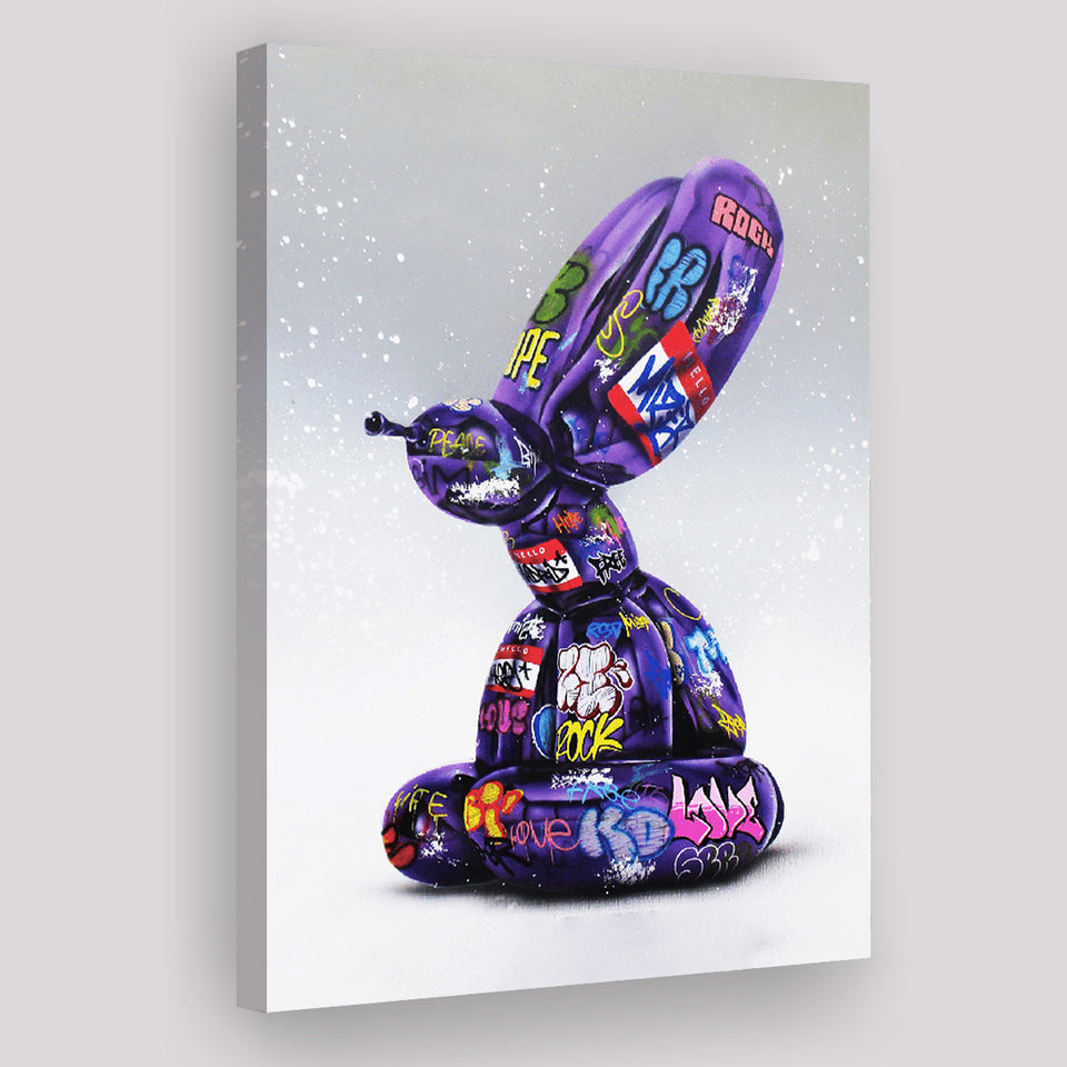 Purple Balloon Dog Graffiti Canvas Prints Wall Art Decor - Painting Canvas, Home Decor, Art Print, Art For Sale