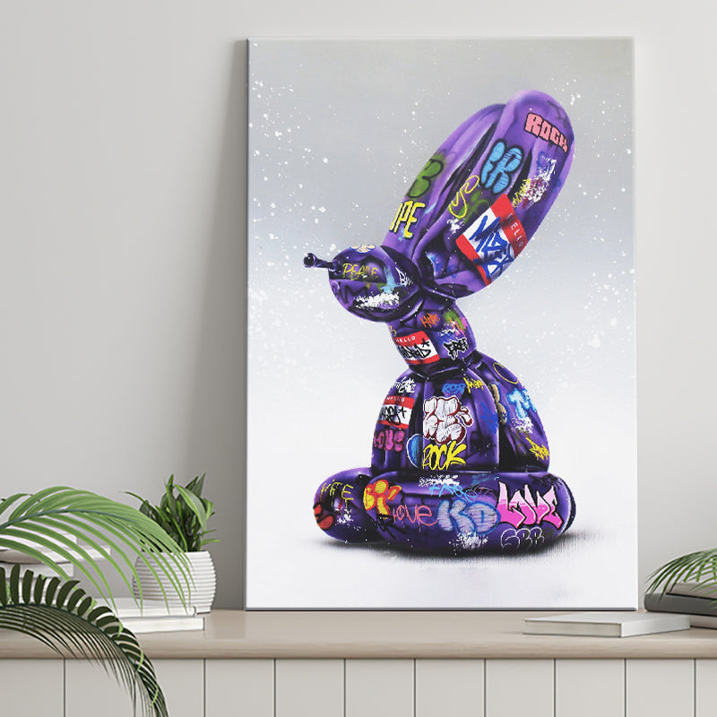 Purple Balloon Dog Graffiti Canvas Prints Wall Art Decor - Painting Canvas, Home Decor, Art Print, Art For Sale
