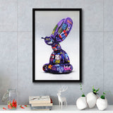 Purple Balloon Dog Graffiti Framed Canvas Prints Wall Art Decor - Painting Canvas, Floating Frame, Framed Picture