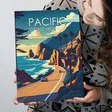 Pacific Coast Highway Retro Art Print ,City Art Print, Large Canvas, Canvas Print Wall Art Home Decor