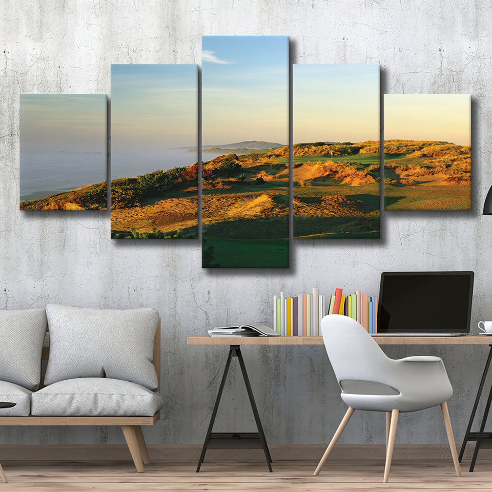 Pacific Dunes Golf Club Hole 11 Pacific Dunes Golf Courses, Bandon, Oregon, Golf Art Print, 5 Panels Canvas Prints Wall Art