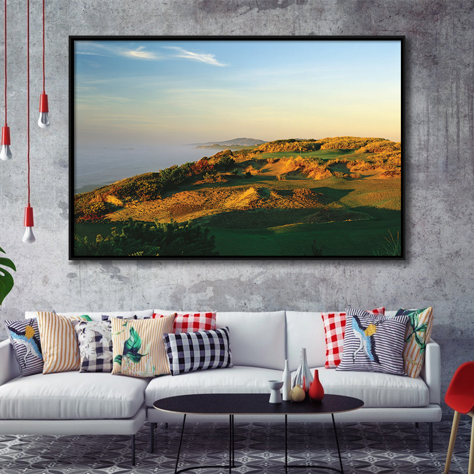 Pacific Dunes Golf Club Hole 11 Pacific Dunes Golf Courses, Bandon, Oregon, Framed Canvas Prints Wall Art Decor, Floating Frame