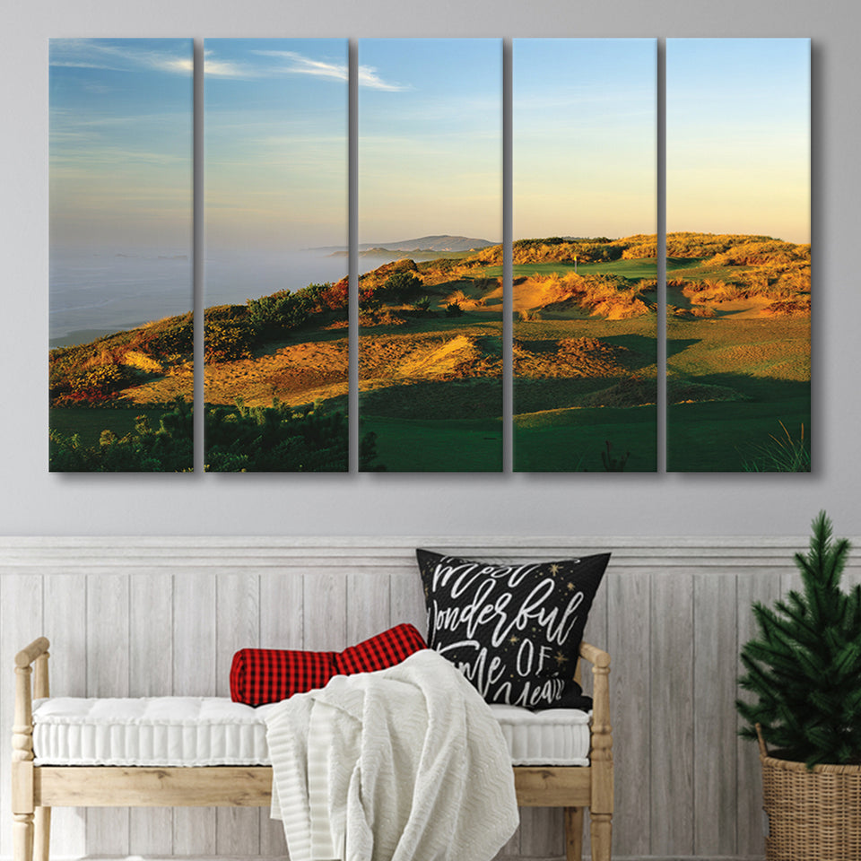 Pacific Dunes Golf Club Hole 11 Pacific Dunes Golf Courses, Bandon, Oregon, 5 Panels Extra Large Canvas Prints Wall Art Decor