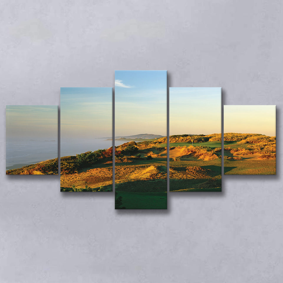 Pacific Dunes Golf Club Hole 11 Pacific Dunes Golf Courses, Bandon, Oregon, Golf Art Print, 5 Panels Canvas Prints Wall Art