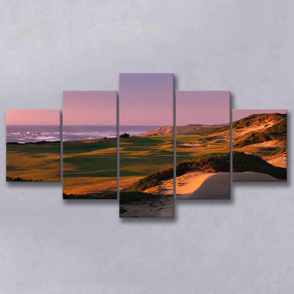 Pacific Dunes Golf Courses Hole 13, Bandon, Oregon, Golf Art Print, 5 Panels Canvas Prints Wall Art Decor