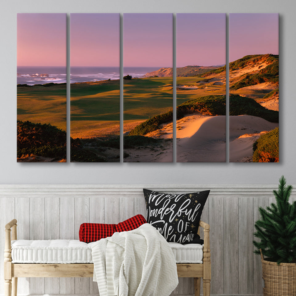 Pacific Dunes Golf Courses Hole 13, Bandon, Oregon, 5 Panels Extra Large Canvas Prints Wall Art Decor