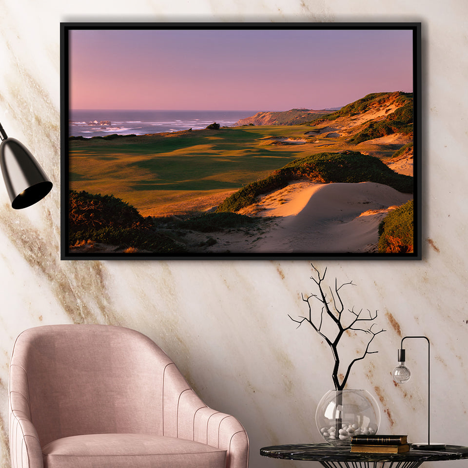 Pacific Dunes Golf Courses Hole 13, Bandon, Oregon, Golf Art Print, Framed Canvas Prints Wall Art Decor, Floating Frame