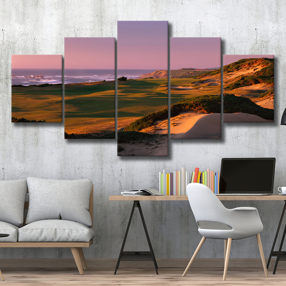 Pacific Dunes Golf Courses Hole 13, Bandon, Oregon, Golf Art Print, 5 Panels Canvas Prints Wall Art Decor